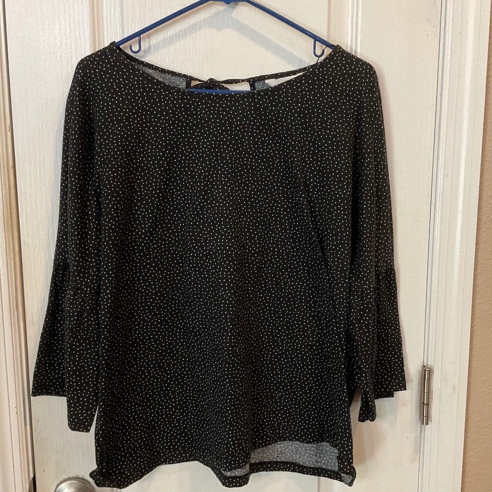 Lauren Conrad Black White Polka Dot Top 3/4 Sleeve - Size XL - Excellent